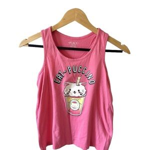 PLACE Pink Cat-Puccino Kids Tank Top
